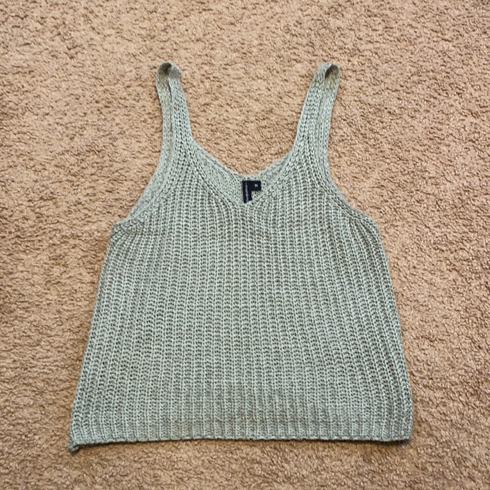Mint knitted crop tank top